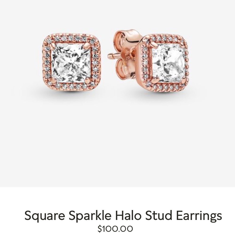 Pandora Square Sparkle Halo Stud Earrings